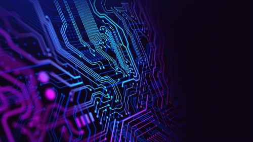 Blue and Purple technology background circuit board illustration. Suitable for technology background